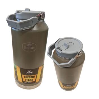 BISON BELLY FLASK WITH SCREW-LID HANDLE 1.9L